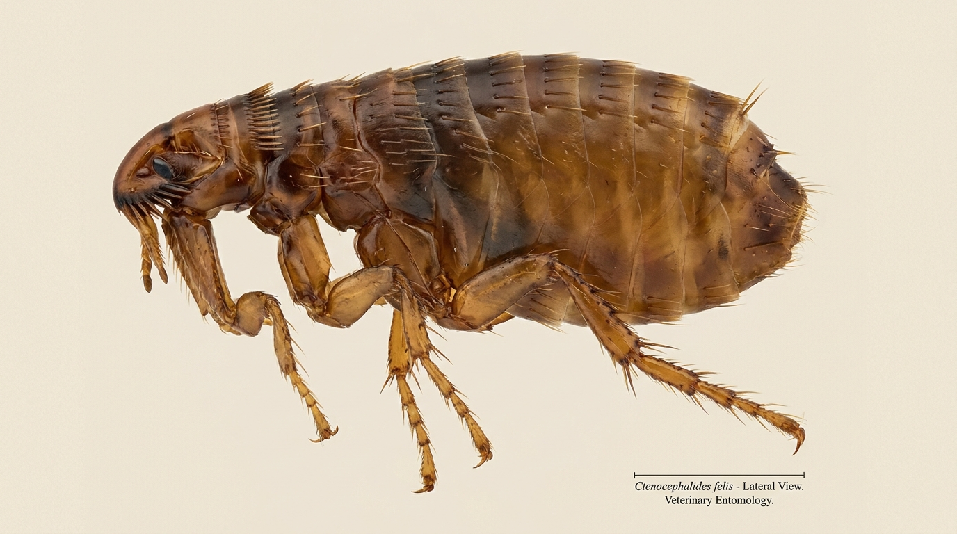 Puces — Ctenocephalides felis, C. canis, Pulex irritans